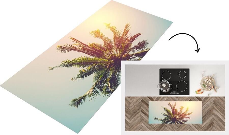KitchenYeah Keukenloper Loper keuken Palmboom Zomer Tropisch Zon 120x50 cm Keukenloper vinyl