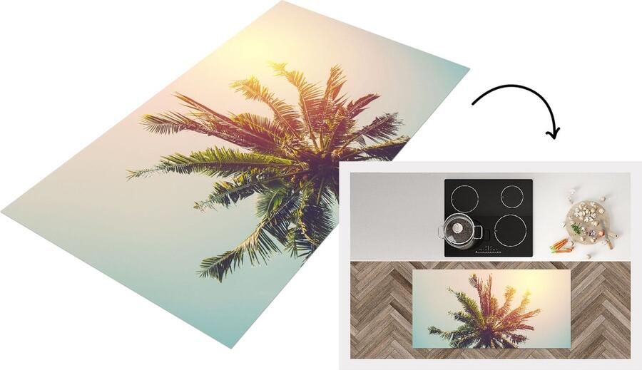 KitchenYeah Keukenloper Loper keuken Palmboom Zomer Tropisch Zon 120x60 cm Keukenloper vinyl
