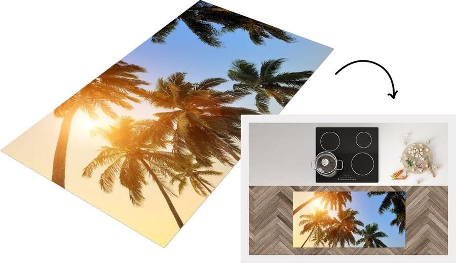 KitchenYeah Keukenloper Loper keuken Palmboom Zon Zomer Tropical 120x60 cm Keukenloper vinyl