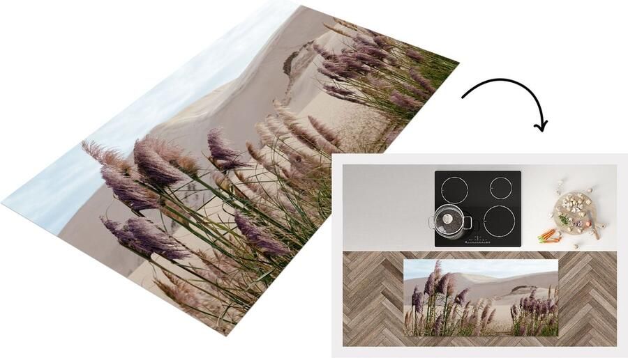 KitchenYeah Keukenloper Loper keuken Pampasgras Zand Planten Duin 120x60 cm Keukenloper vinyl