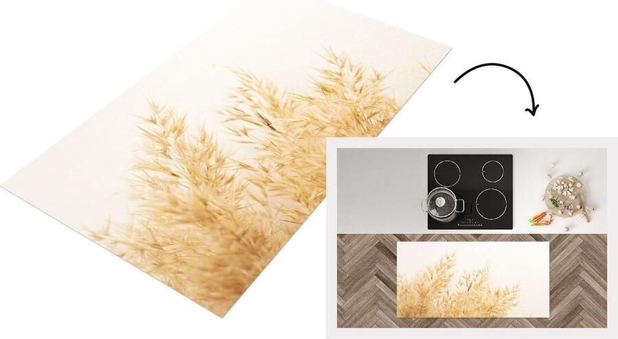 KitchenYeah Keukenloper Loper keuken Pampasgras Zon Gras 120x60 cm Keukenloper vinyl