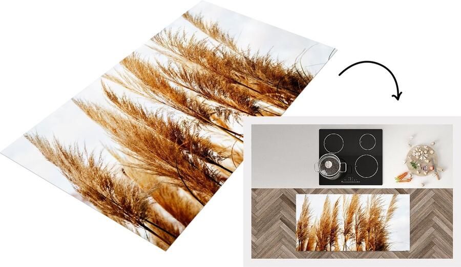 KitchenYeah Keukenloper Loper keuken Pampasgras Zon Gras 120x60 cm Keukenloper vinyl