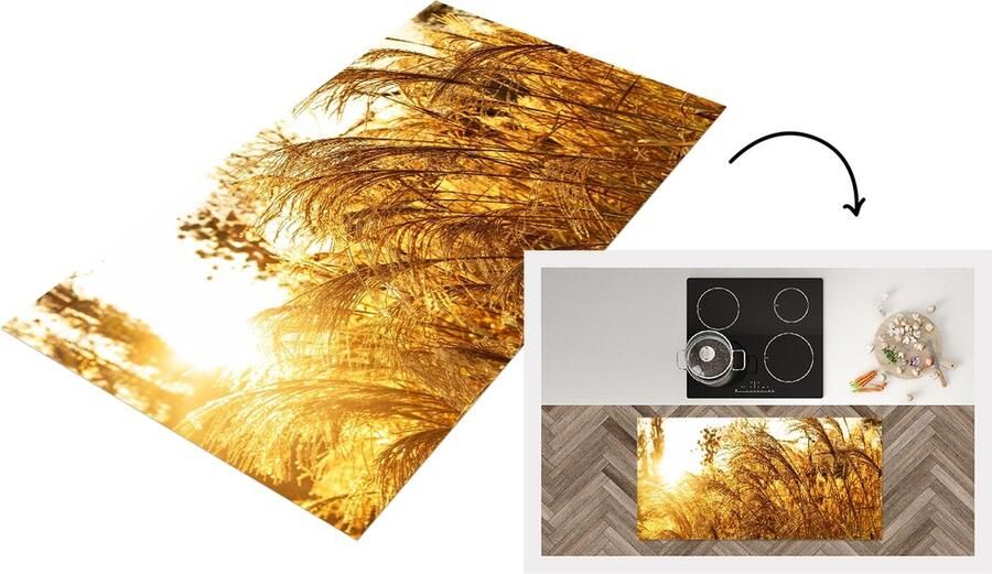 KitchenYeah Keukenloper Loper keuken Pampasgras Zon Gras 120x60 cm Keukenloper vinyl