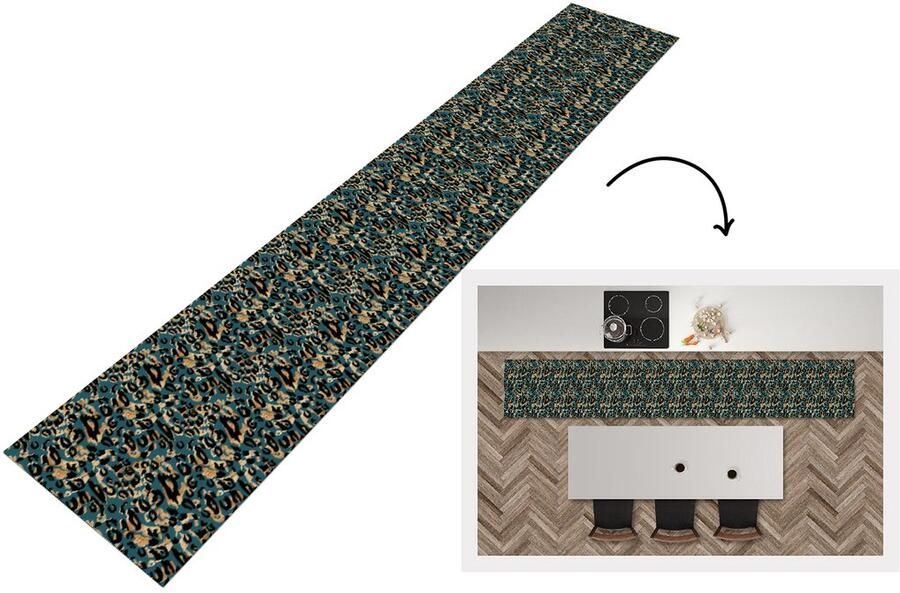 KitchenYeah Keukenloper Keukenmat Panter Luxe Patronen 360x60 cm Keuken vloerkleed