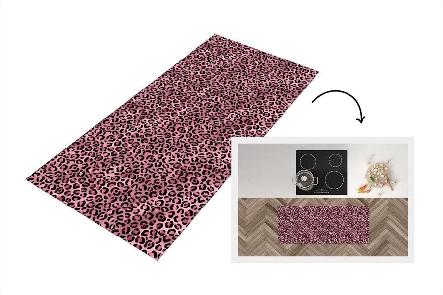 KitchenYeah Keukenloper Loper keuken Panter Roze Dierenprint Patronen 120x50 cm Keukenloper vinyl