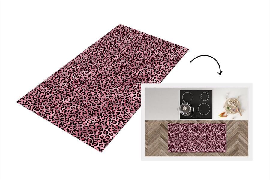KitchenYeah Keukenloper Loper keuken Panter Roze Dierenprint Patronen 120x60 cm Keukenloper vinyl