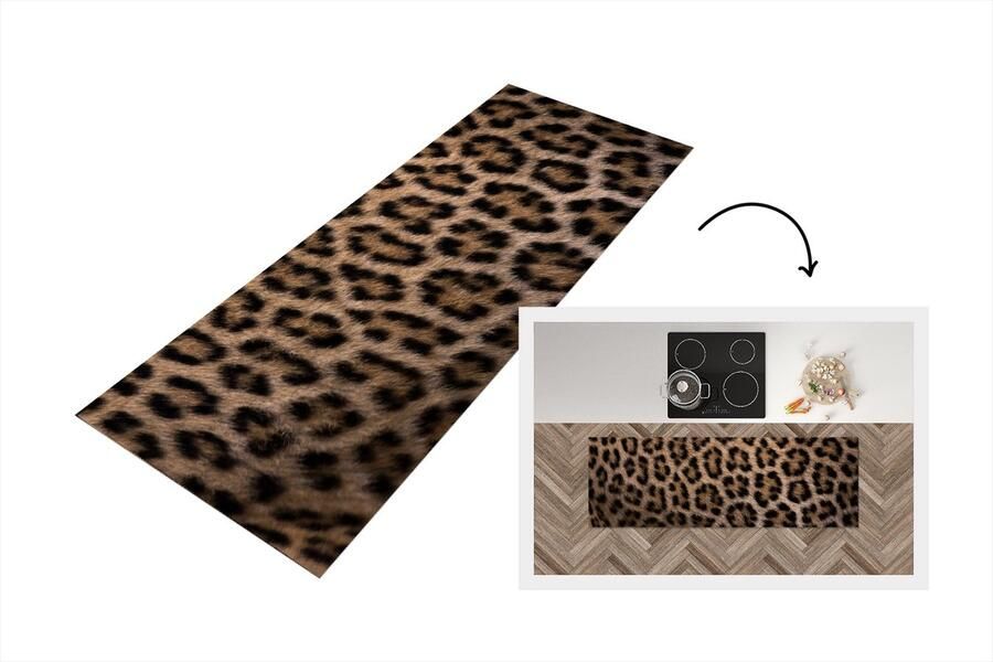 KitchenYeah Keukenloper Loper keuken Panterprint 180x60 cm Keukenloper vinyl