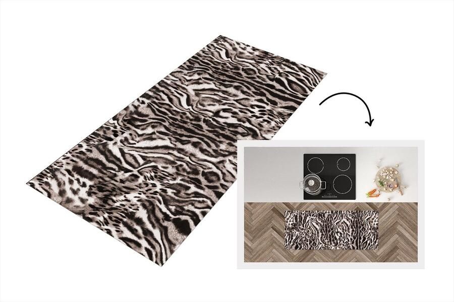 KitchenYeah Keukenloper Loper keuken Panterprint Bruin Abstract 120x50 cm Keukenloper vinyl