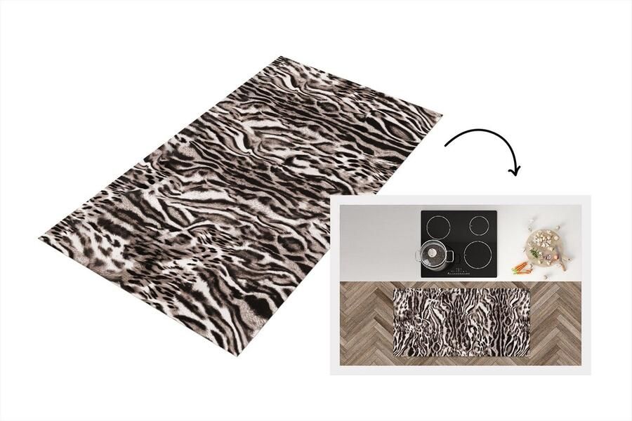 KitchenYeah Keukenloper Loper keuken Panterprint Bruin Abstract 120x60 cm Keukenloper vinyl