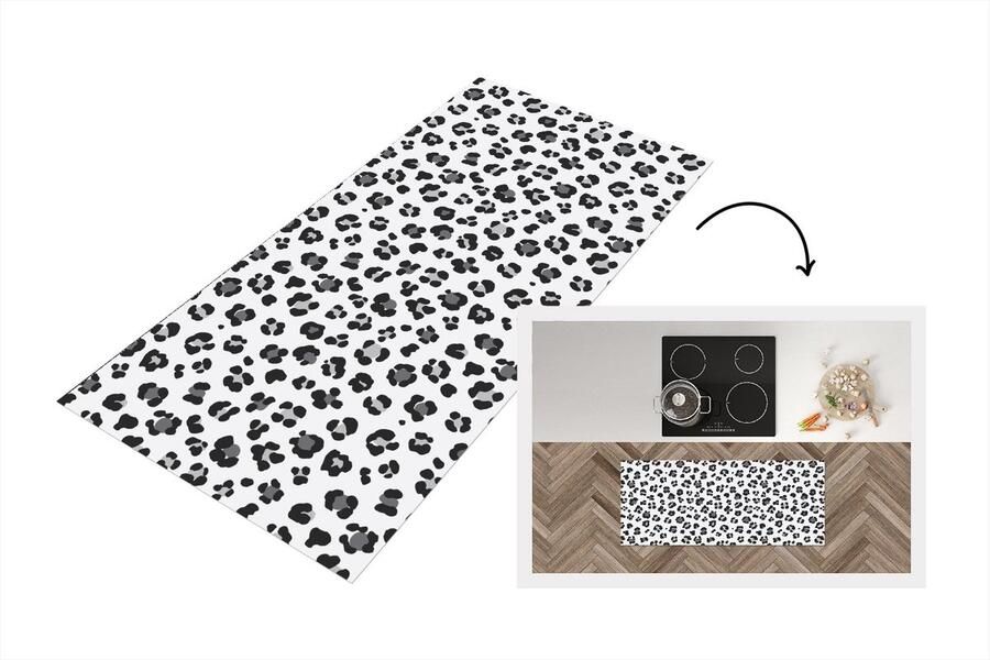 KitchenYeah Keukenloper Loper keuken Panterprint Grijs Zwart Vlekken 120x50 cm Keukenloper vinyl
