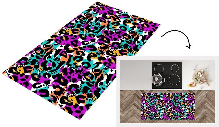 KitchenYeah Keukenloper Loper keuken Panterprint Regenboog Vlekken 120x60 cm Keukenloper vinyl