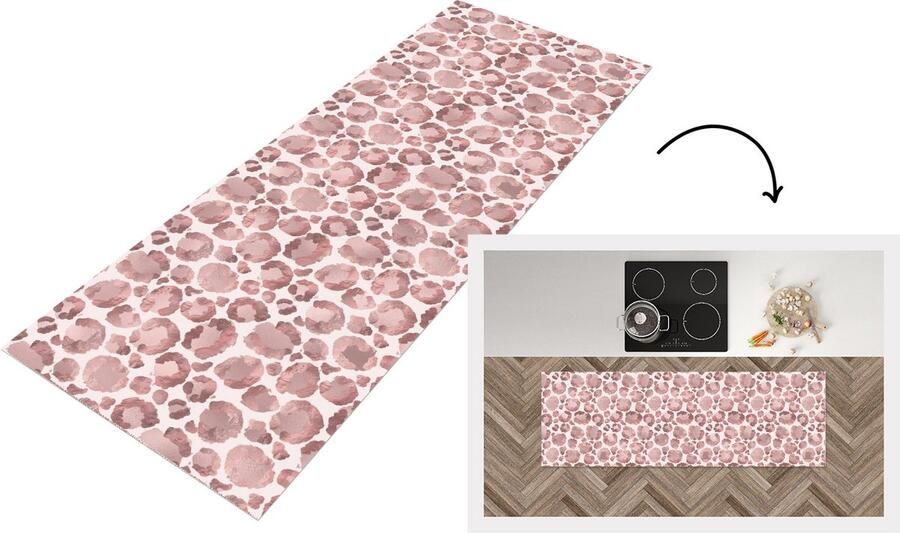 KitchenYeah Keukenloper Loper keuken Panterprint Roze Vlekken Luxe 150x50 cm Keukenloper vinyl