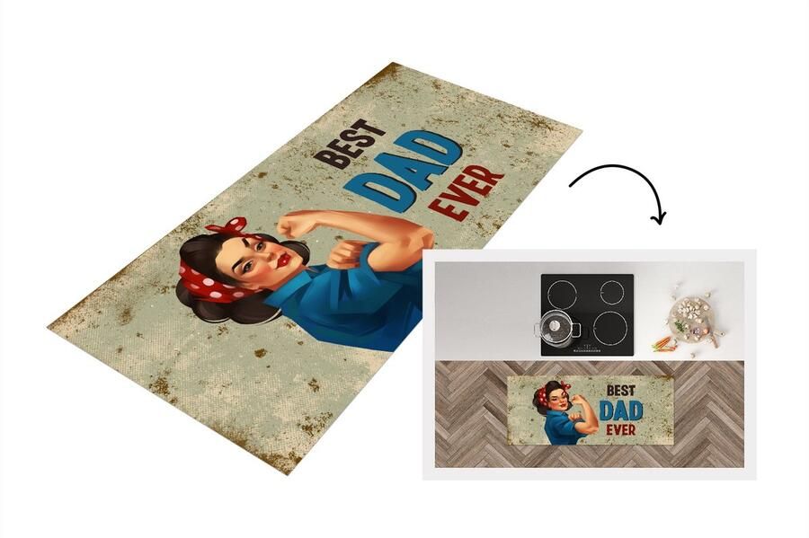 KitchenYeah Keukenloper Loper keuken Papa Quotes Best dad ever Spreuken 120x50 cm Keukenloper vinyl