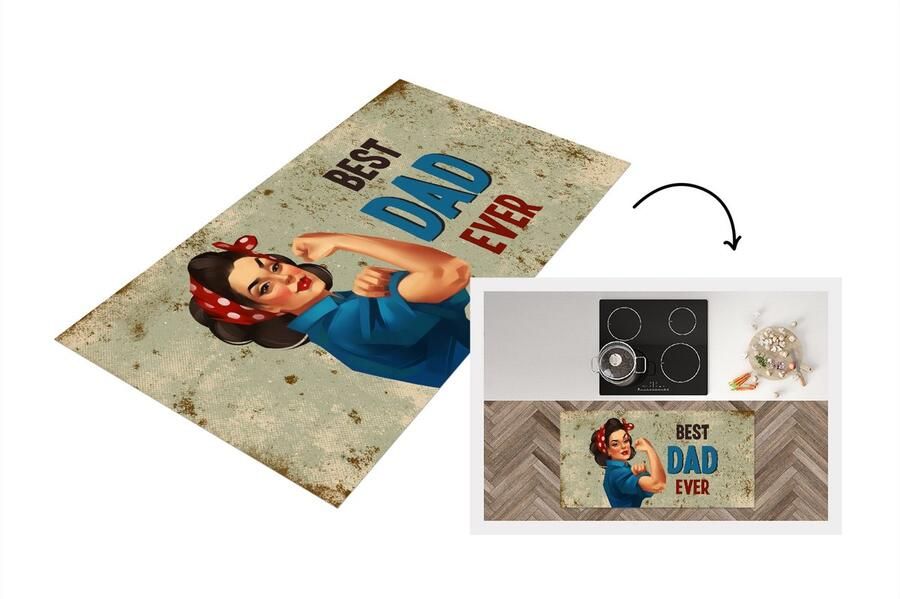 KitchenYeah Keukenloper Loper keuken Papa Quotes Best dad ever Spreuken 120x60 cm Keukenloper vinyl