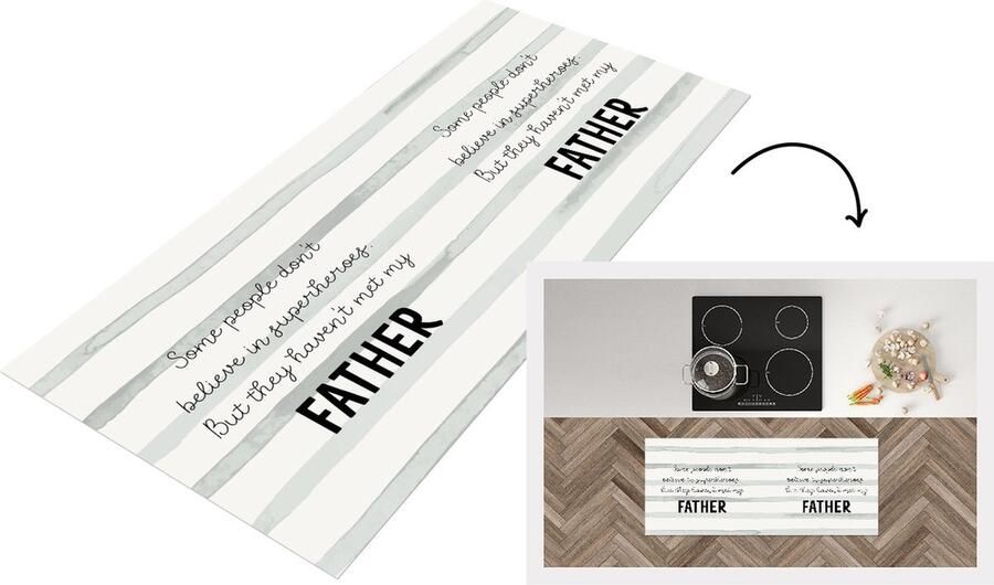 KitchenYeah Keukenloper Loper keuken Papa Superheld Quotes Cadeau mannen 120x50 cm Keukenloper vinyl
