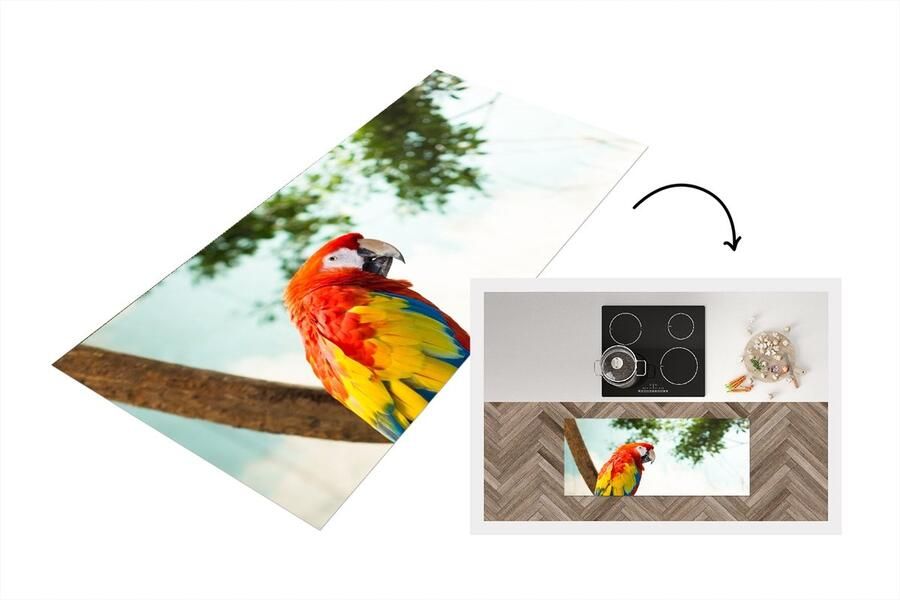 KitchenYeah Keukenloper Loper keuken Papegaai Vogel Regenboog Tropical 120x50 cm Keukenloper vinyl