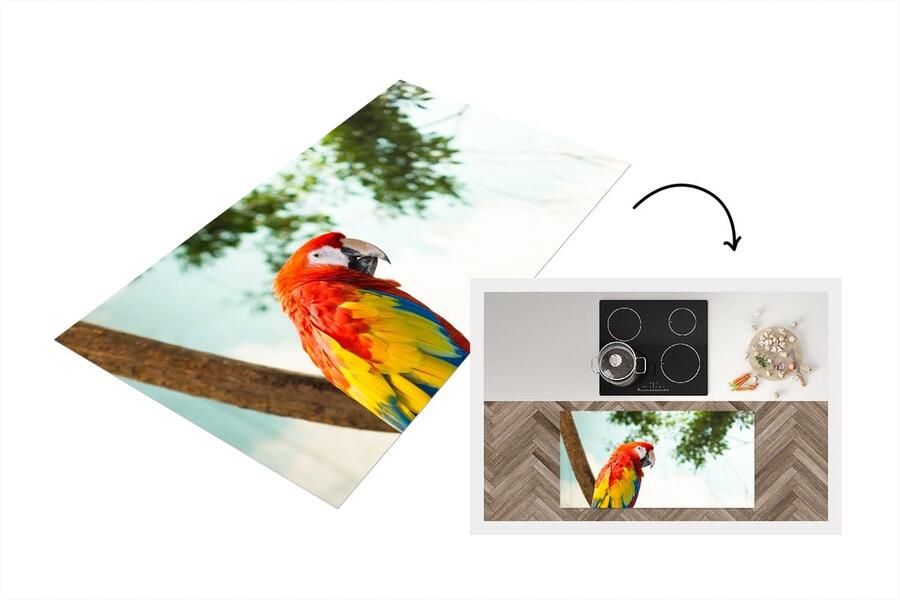 KitchenYeah Keukenloper Loper keuken Papegaai Vogel Regenboog Tropical 120x60 cm Keukenloper vinyl
