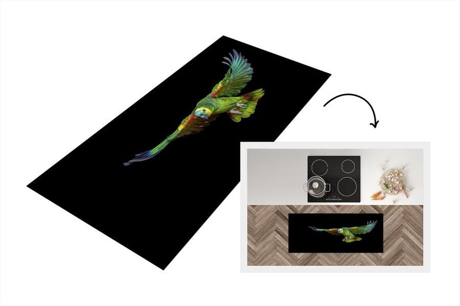 KitchenYeah Keukenloper Loper keuken Papegaai Vogel Veren 120x50 cm Keukenloper vinyl