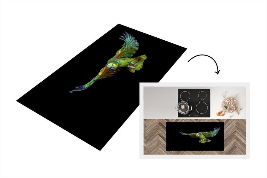 KitchenYeah Keukenloper Loper keuken Papegaai Vogel Veren 120x60 cm Keukenloper vinyl
