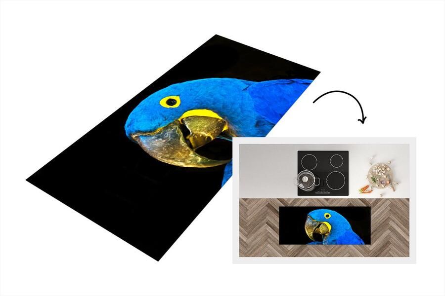 KitchenYeah Keukenloper Loper keuken Papegaai Vogel Veren Blauw 120x50 cm Keukenloper vinyl