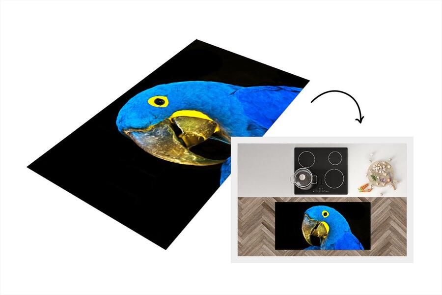 KitchenYeah Keukenloper Loper keuken Papegaai Vogel Veren Blauw 120x60 cm Keukenloper vinyl