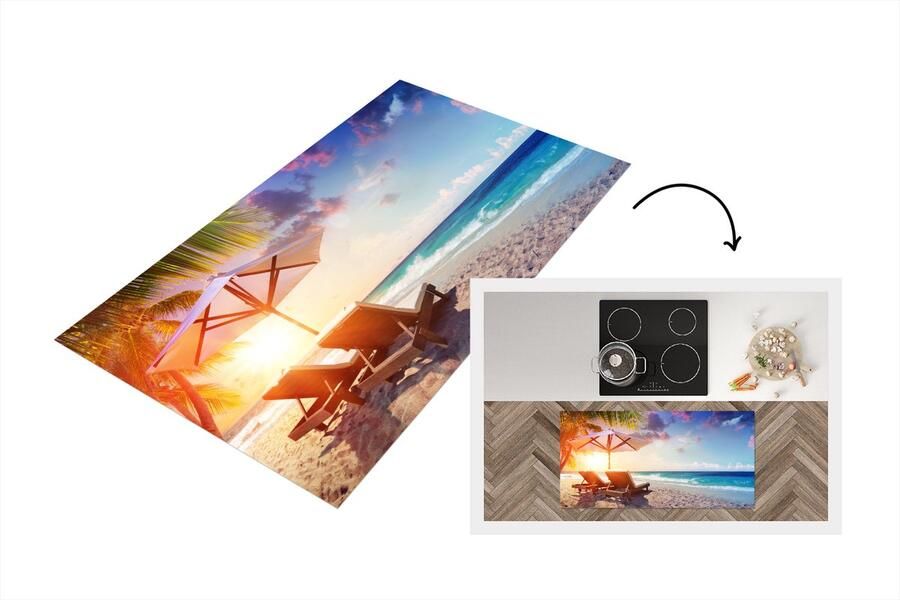 KitchenYeah Keukenloper Loper keuken Parasol Stoelen Strand 120x60 cm Keukenloper vinyl