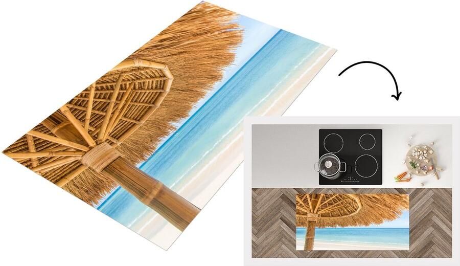 KitchenYeah Keukenloper Loper keuken Parasol Strand Zee Tropisch 120x60 cm Keukenloper vinyl