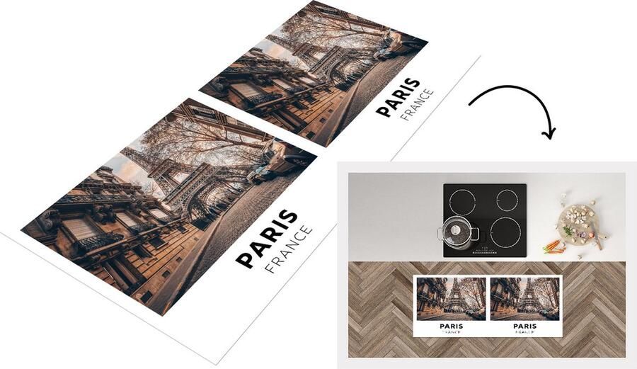 KitchenYeah Keukenloper Loper keuken Parijs Frankrijk Eiffeltoren 120x50 cm Keukenloper vinyl