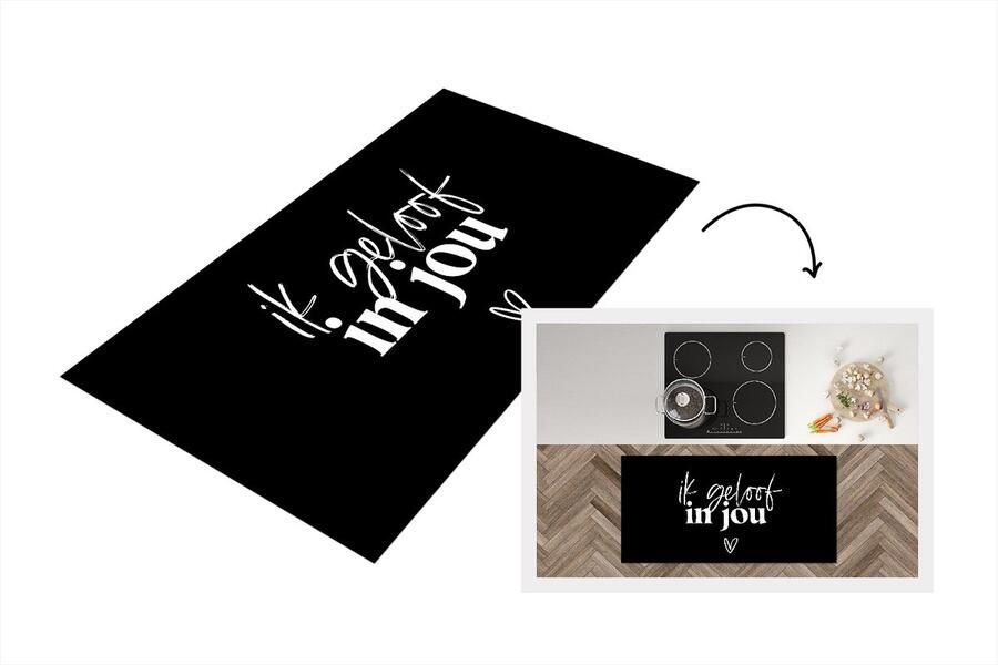 KitchenYeah Keukenloper Loper keuken Partner Spreuken Quotes Ik geloof in jou 120x60 cm Keukenloper vinyl