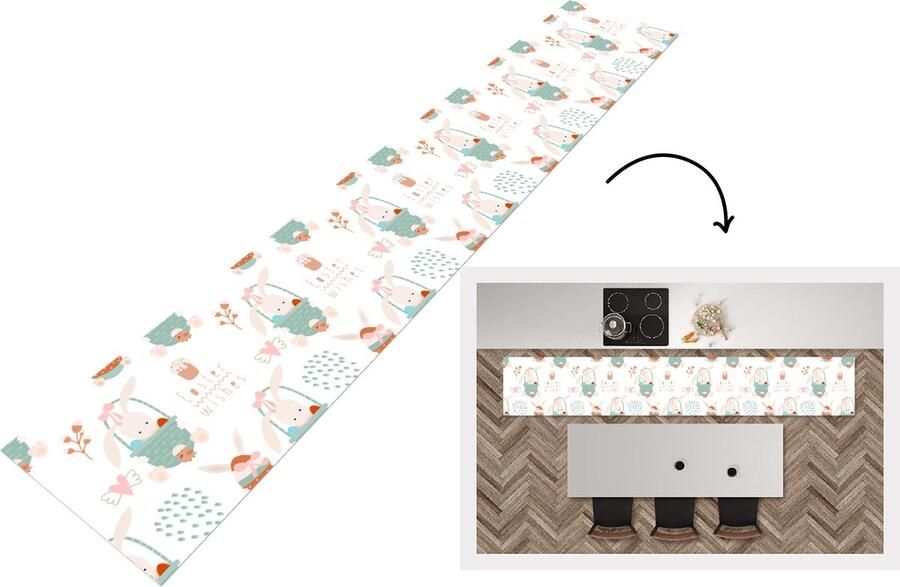 KitchenYeah Keukenloper Keukenmat Pasen Patroon Paasmand 360x60 cm Keuken vloerkleed