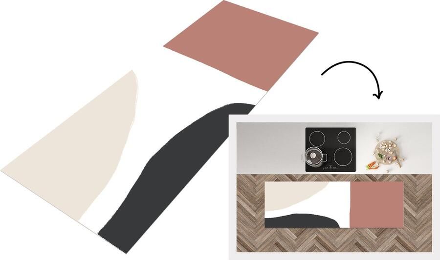 KitchenYeah Keukenloper Loper keuken Pastel Abstract Design 150x50 cm Keukenloper vinyl