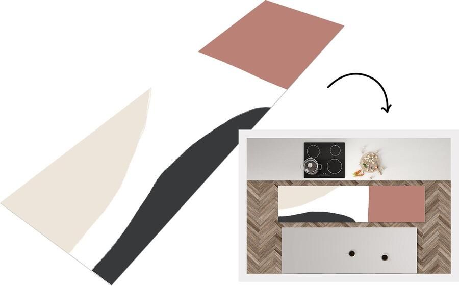 KitchenYeah Keukenloper Loper keuken Pastel Abstract Design 240x60 cm Keukenloper vinyl