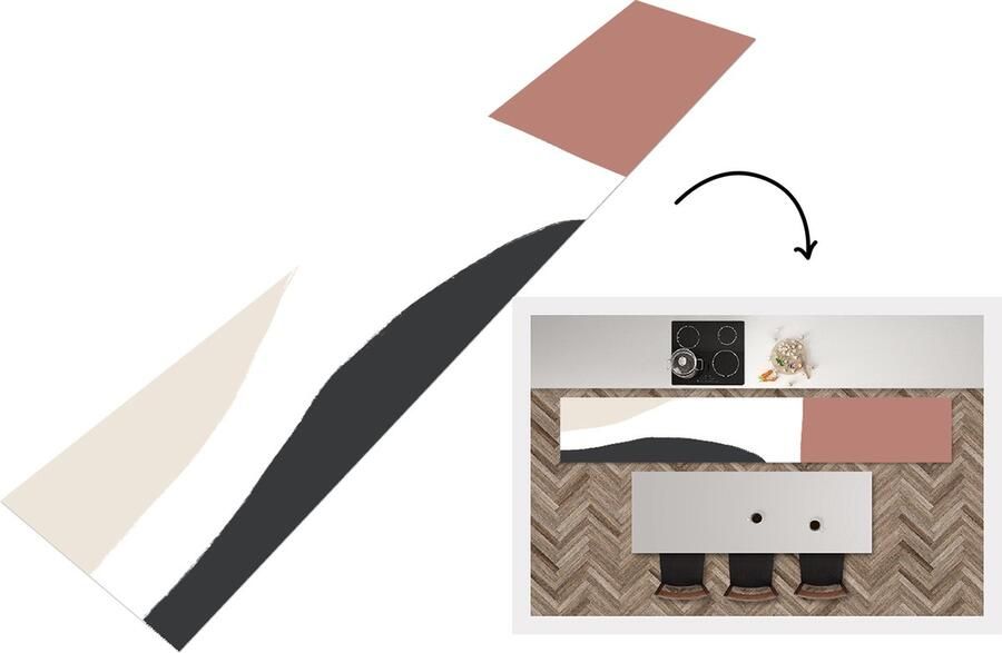 KitchenYeah Keukenloper Loper keuken Pastel Abstract Design 300x50 cm Keukenloper vinyl