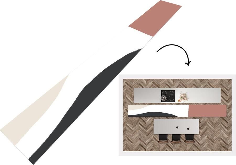 KitchenYeah Keukenloper Loper keuken Pastel Abstract Design 400x50 cm Keukenloper vinyl