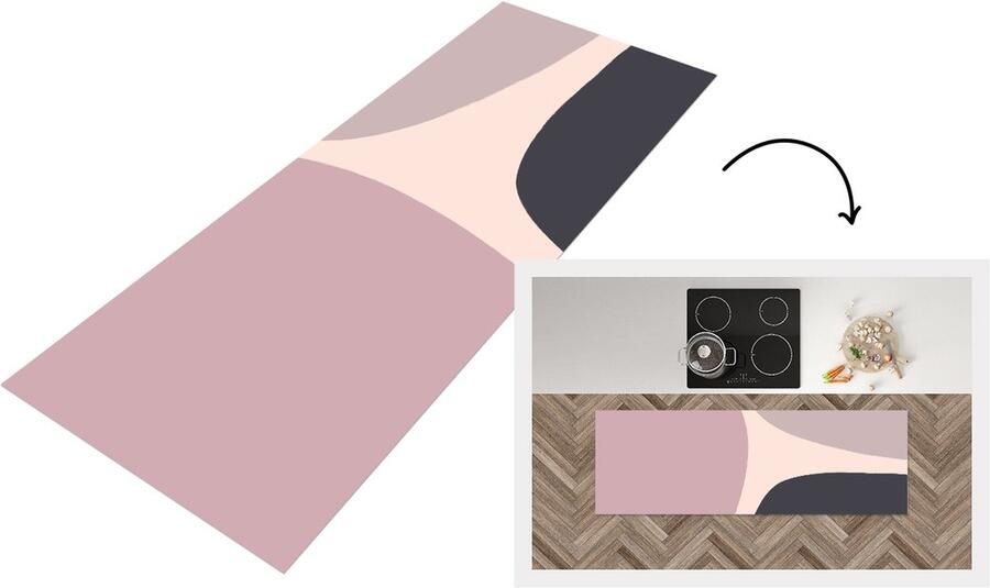 KitchenYeah Keukenloper Loper keuken Pastel Design Minimalisme 150x50 cm Keukenloper vinyl