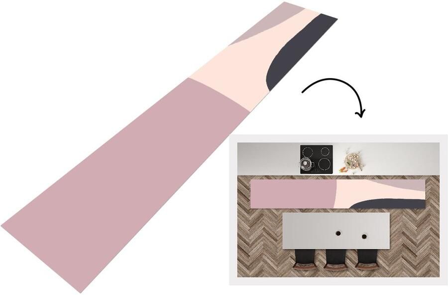 KitchenYeah Keukenloper Loper keuken Pastel Design Minimalisme 360x60 cm Keukenloper vinyl