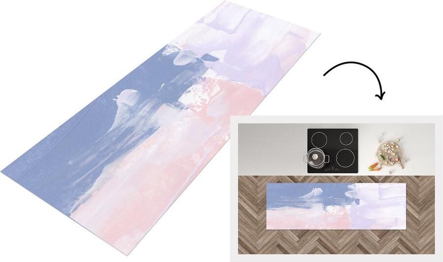 KitchenYeah Keukenloper Loper keuken Pastel Design Verf 180x60 cm Keukenloper vinyl