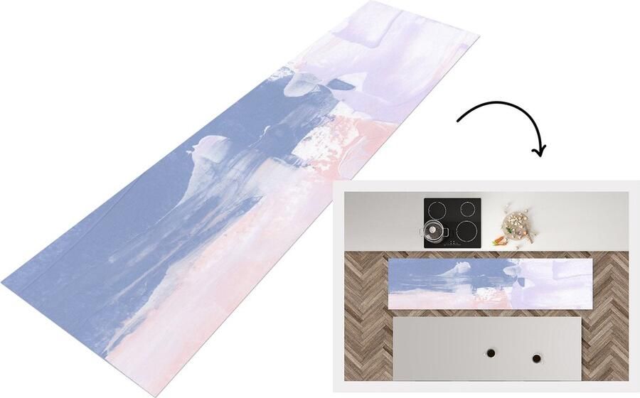 KitchenYeah Keukenloper Loper keuken Pastel Design Verf 240x60 cm Keukenloper vinyl