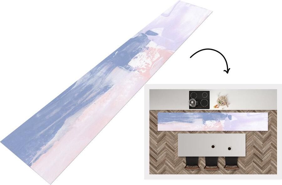 KitchenYeah Keukenloper Loper keuken Pastel Design Verf 360x60 cm Keukenloper vinyl