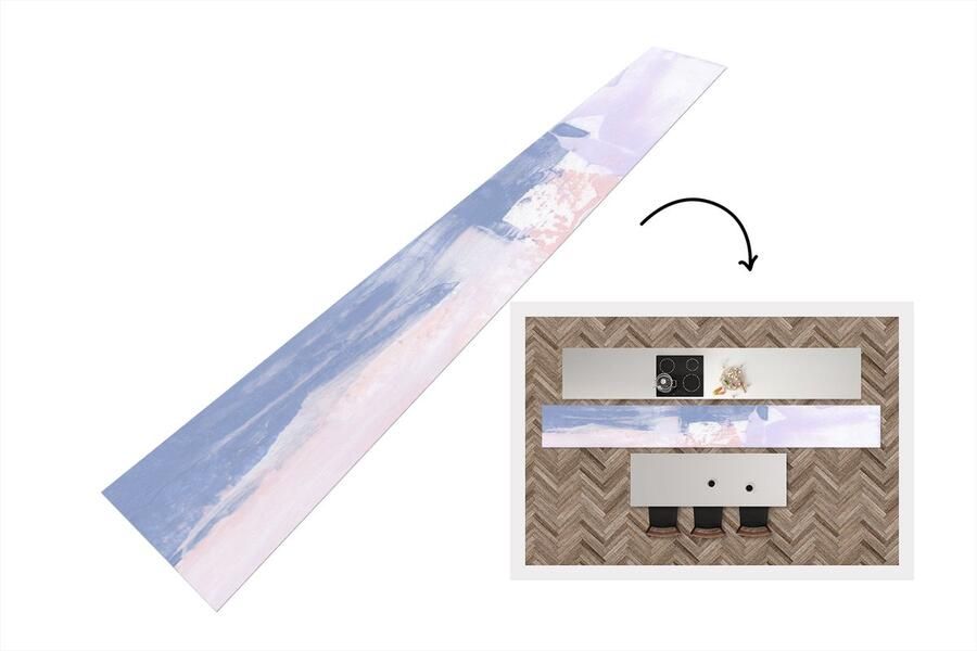 KitchenYeah Keukenloper Loper keuken Pastel Design Verf 480x60 cm Keukenloper vinyl
