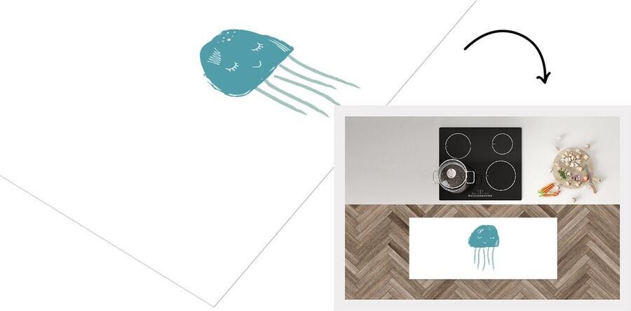 KitchenYeah Keukenloper Loper keuken Pastel Kwal Illustratie 120x50 cm Keukenloper vinyl