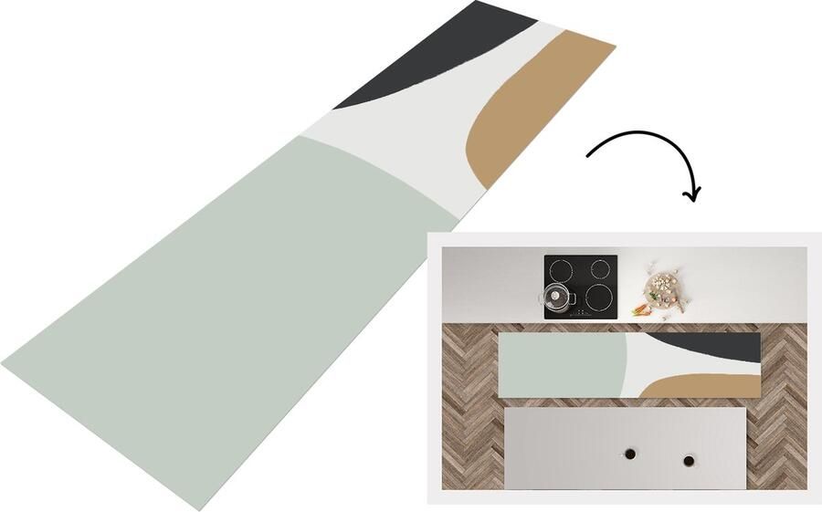 KitchenYeah Keukenloper Loper keuken Pastel Minimalisme Design 200x50 cm Keukenloper vinyl