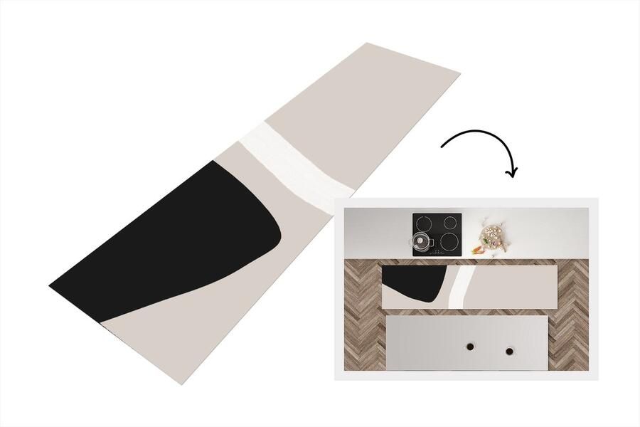 KitchenYeah Keukenloper Loper keuken Pastel Minimalisme Vormen 200x50 cm Keukenloper vinyl
