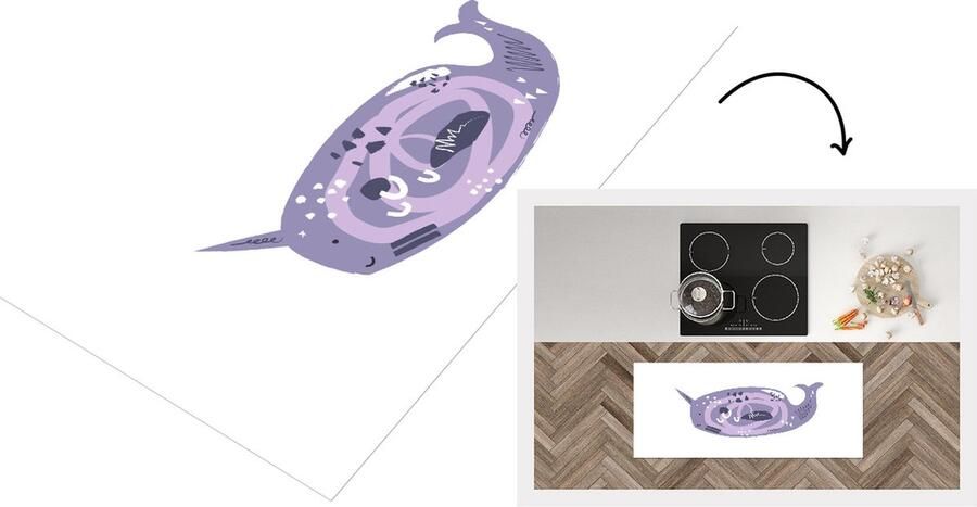 KitchenYeah Keukenloper Loper keuken Pastel Narwal Paars 120x50 cm Keukenloper vinyl