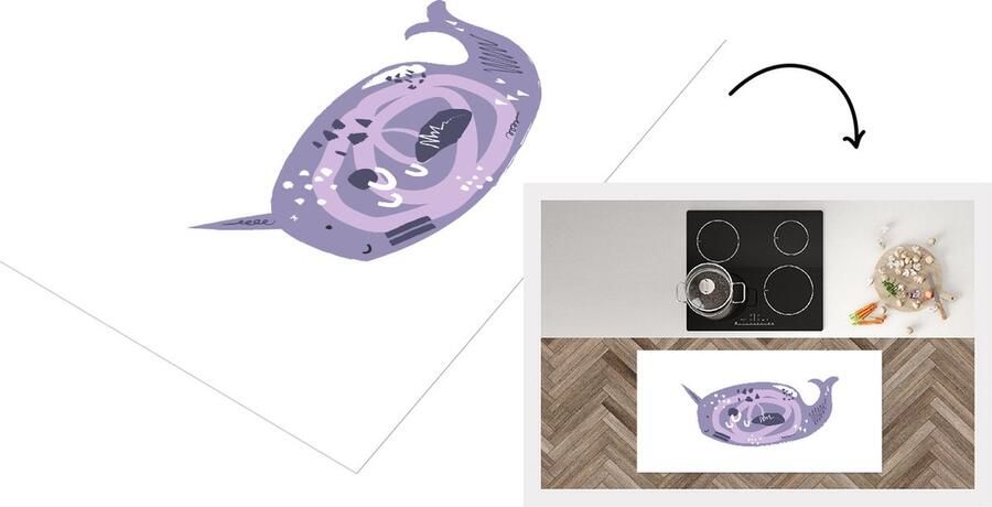 KitchenYeah Keukenloper Loper keuken Pastel Narwal Paars 120x60 cm Keukenloper vinyl