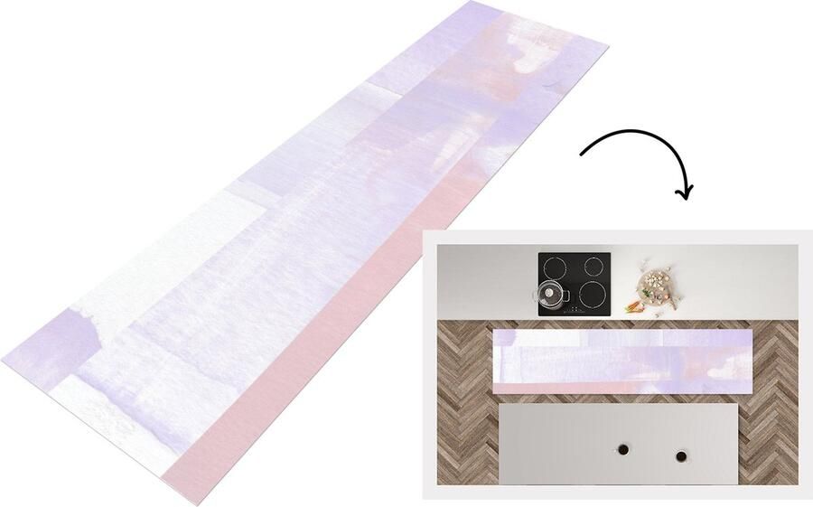 KitchenYeah Keukenloper Loper keuken Pastel Verf Design 240x60 cm Keukenloper vinyl