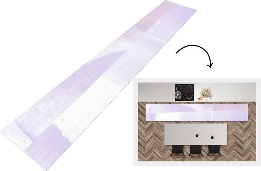 KitchenYeah Keukenloper Loper keuken Pastel Verf Design 300x50 cm Keukenloper vinyl