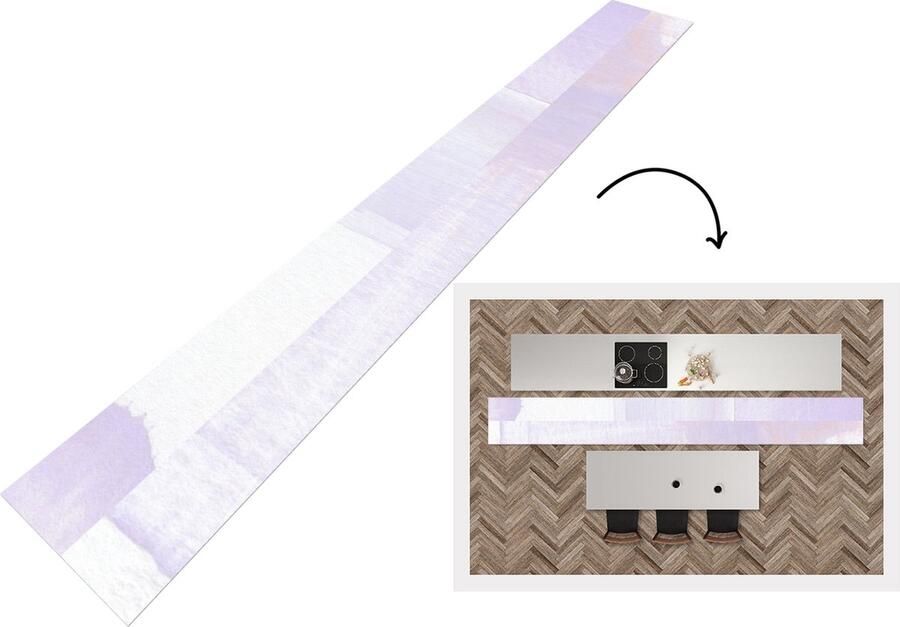 KitchenYeah Keukenloper Loper keuken Pastel Verf Design 480x60 cm Keukenloper vinyl