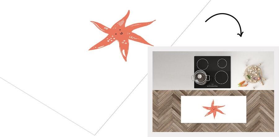 KitchenYeah Keukenloper Loper keuken Pastel Zeester Roze 120x50 cm Keukenloper vinyl