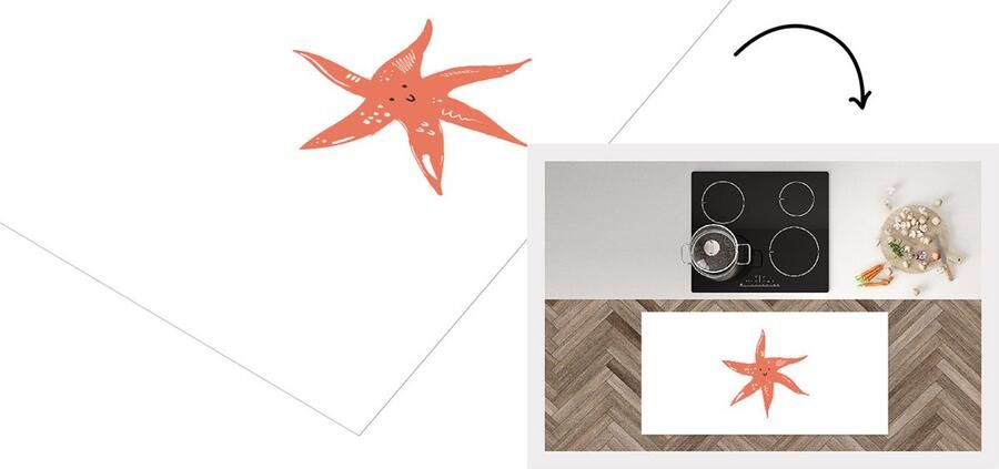 KitchenYeah Keukenloper Loper keuken Pastel Zeester Roze 120x60 cm Keukenloper vinyl